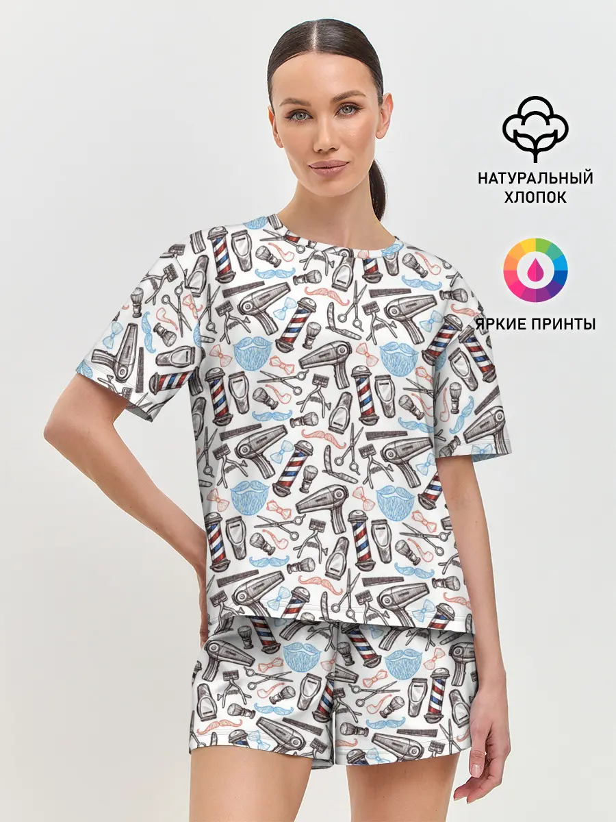 Женская пижама с шортами / Барбершоп