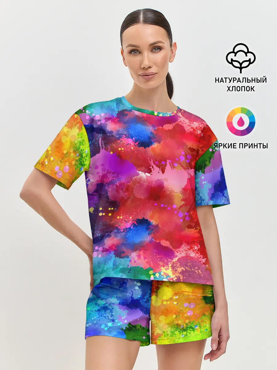 Женская пижама с шортами / Брызги красок