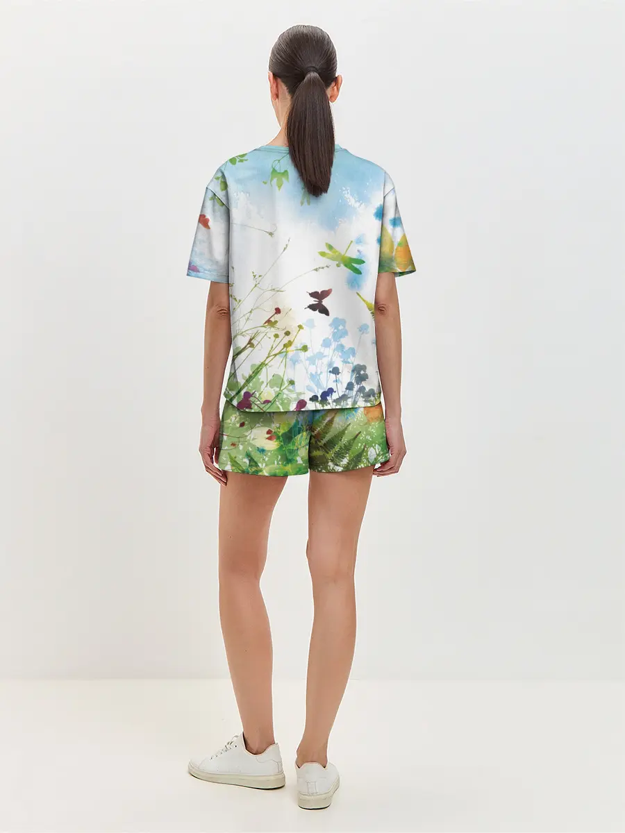 Женская пижама с шортами / Summer акварель