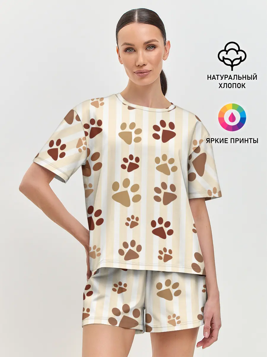 Женская пижама с шортами / Лапки