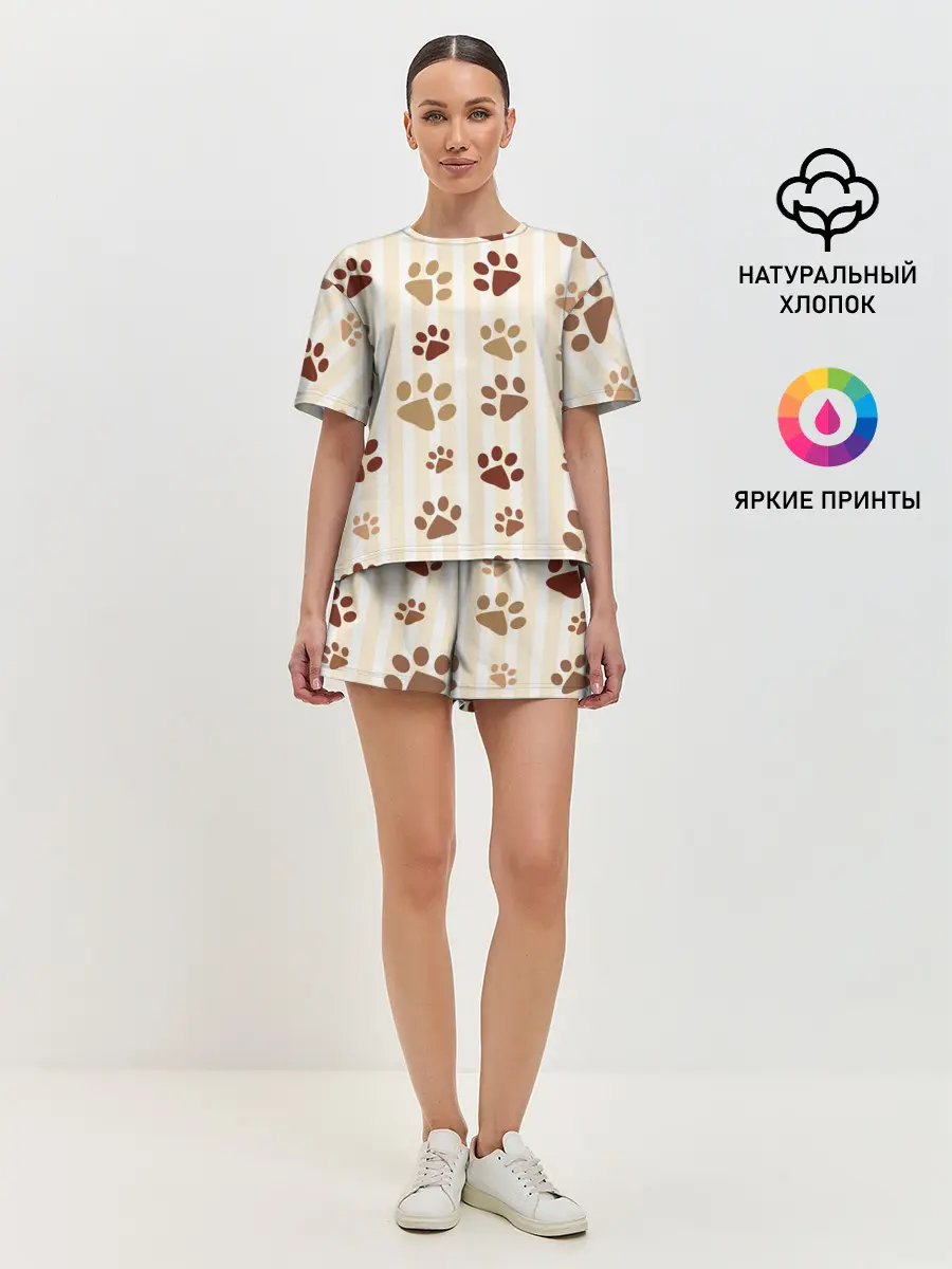 Женская пижама с шортами / Лапки