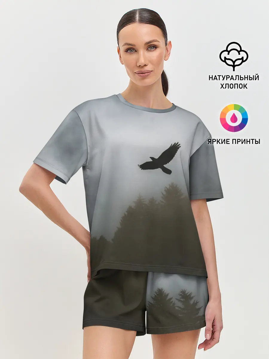 Женская пижама с шортами / Орёл над лесом