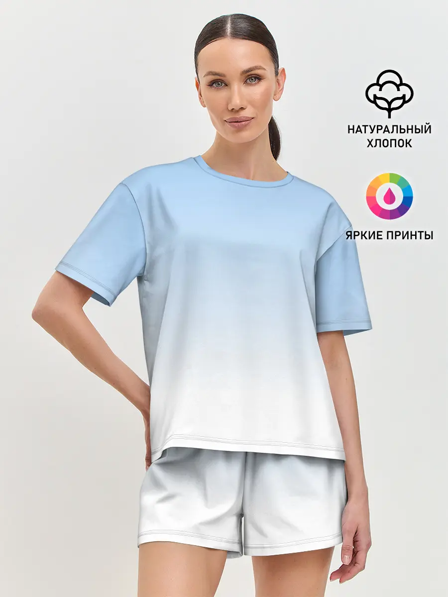 Женская пижама с шортами / Небесно-голубой градиент
