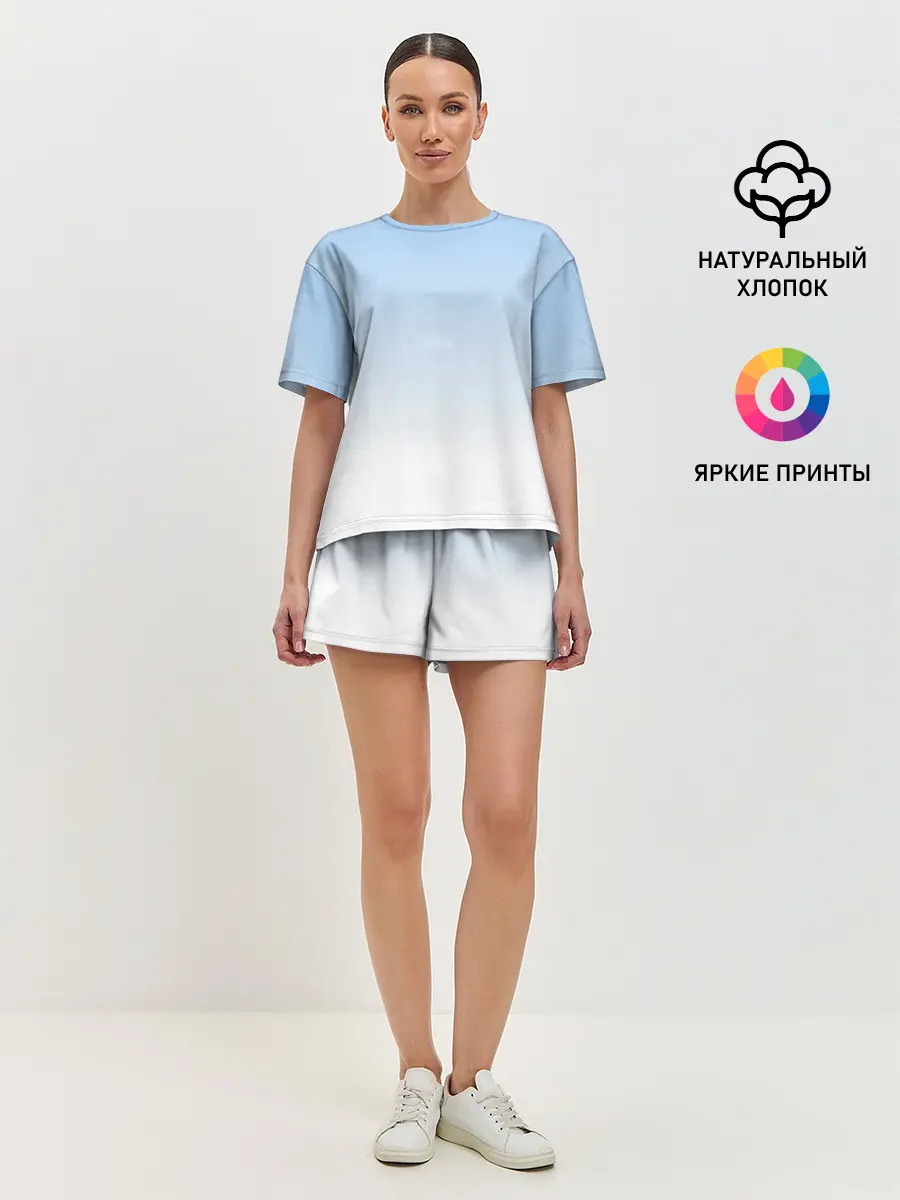 Женская пижама с шортами / Небесно-голубой градиент