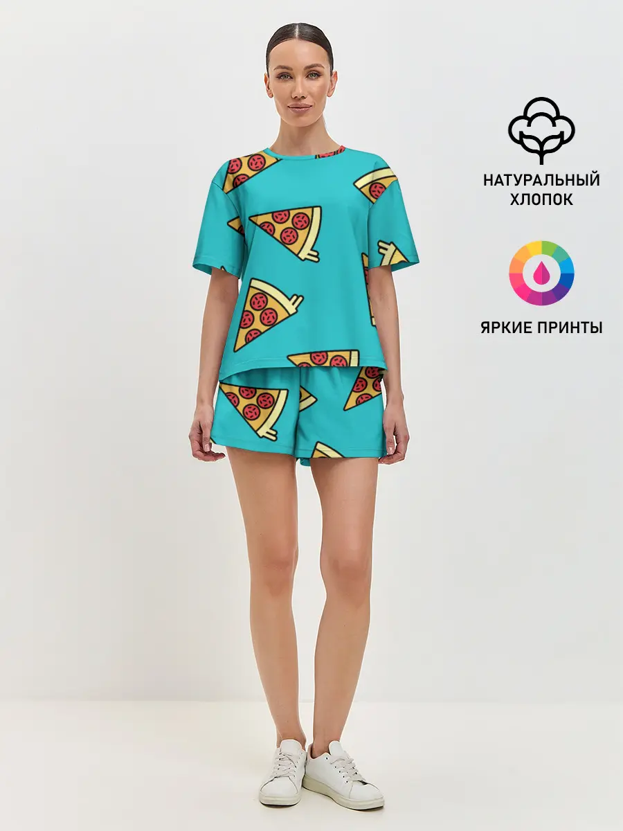 Женская пижама с шортами / пицца