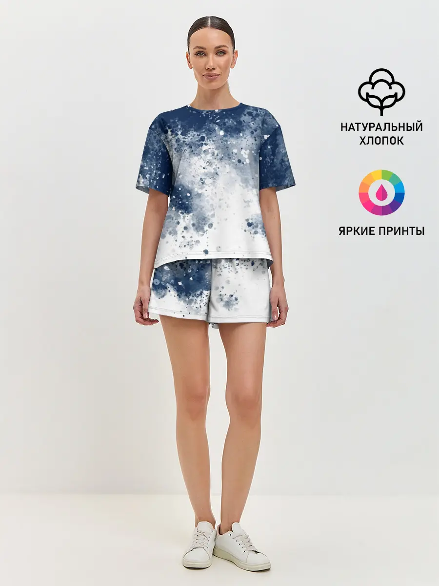 Женская пижама с шортами / Чернильные капли