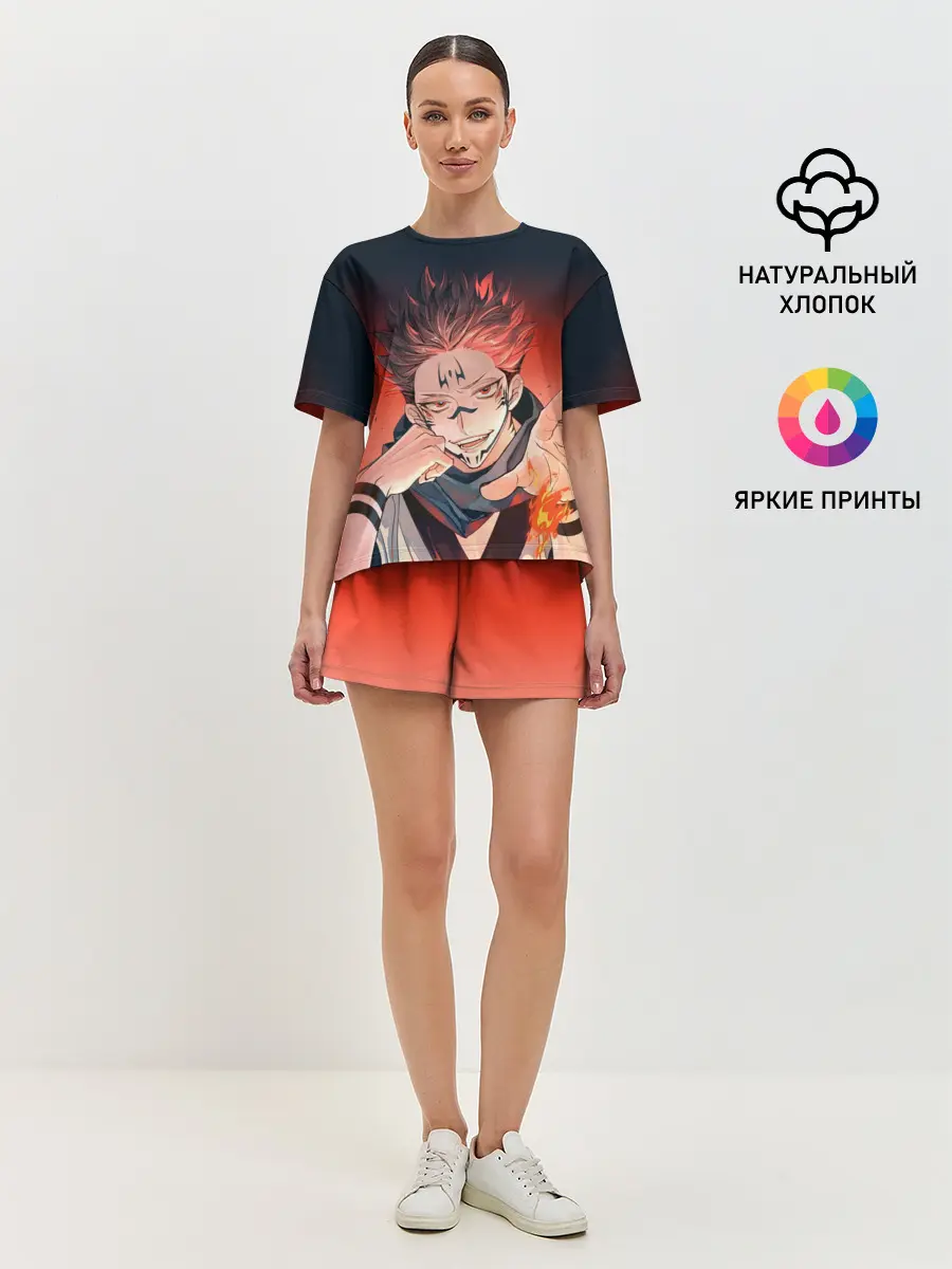 Женская пижама с шортами / Магическая битва | Рёмен Сукуна