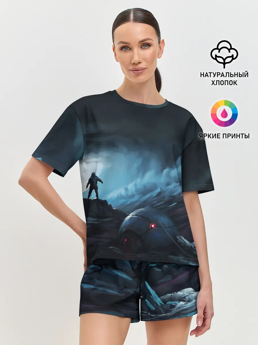 Женская пижама с шортами / Космонавт