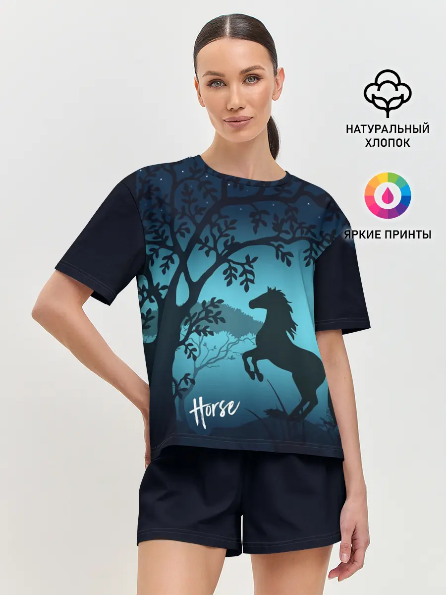 Женская пижама с шортами / Конь