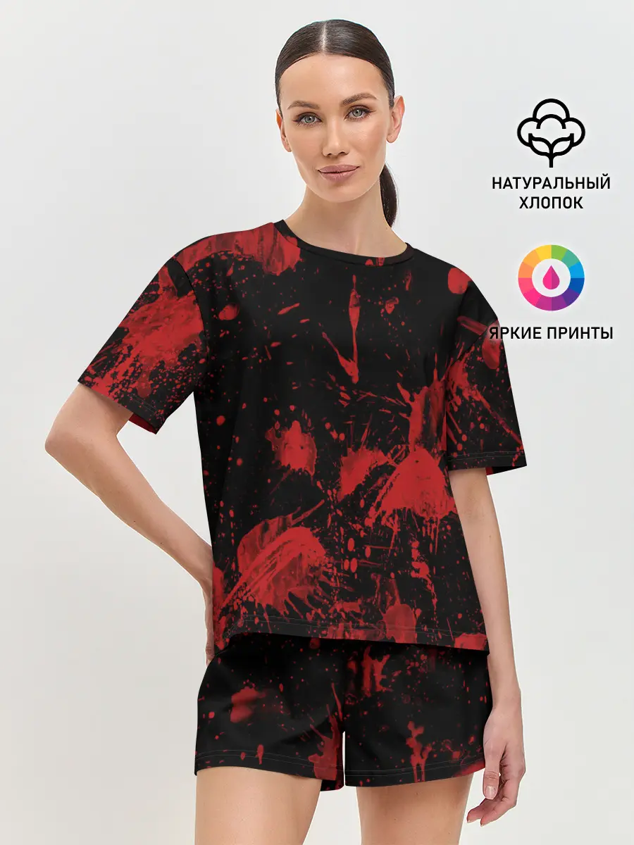 Женская пижама с шортами / Пятна кровавой краски