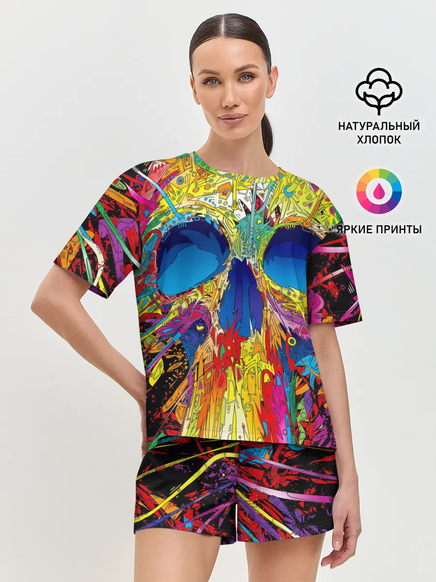 Женская пижама с шортами / Череп