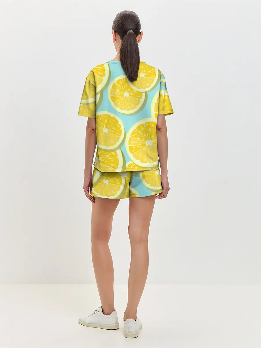 Женская пижама с шортами / лимончики