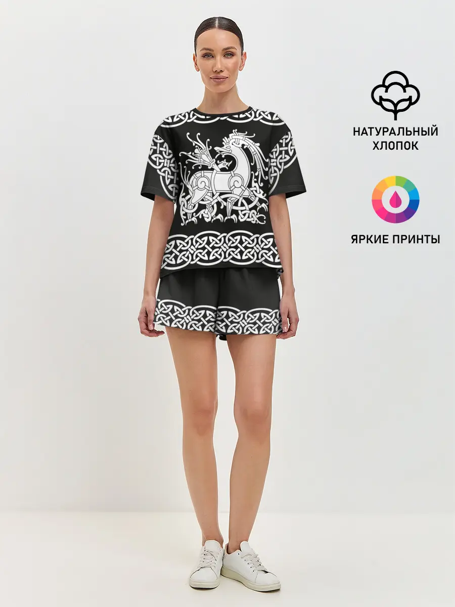 Женская пижама с шортами / Рингерике олень белый 3D