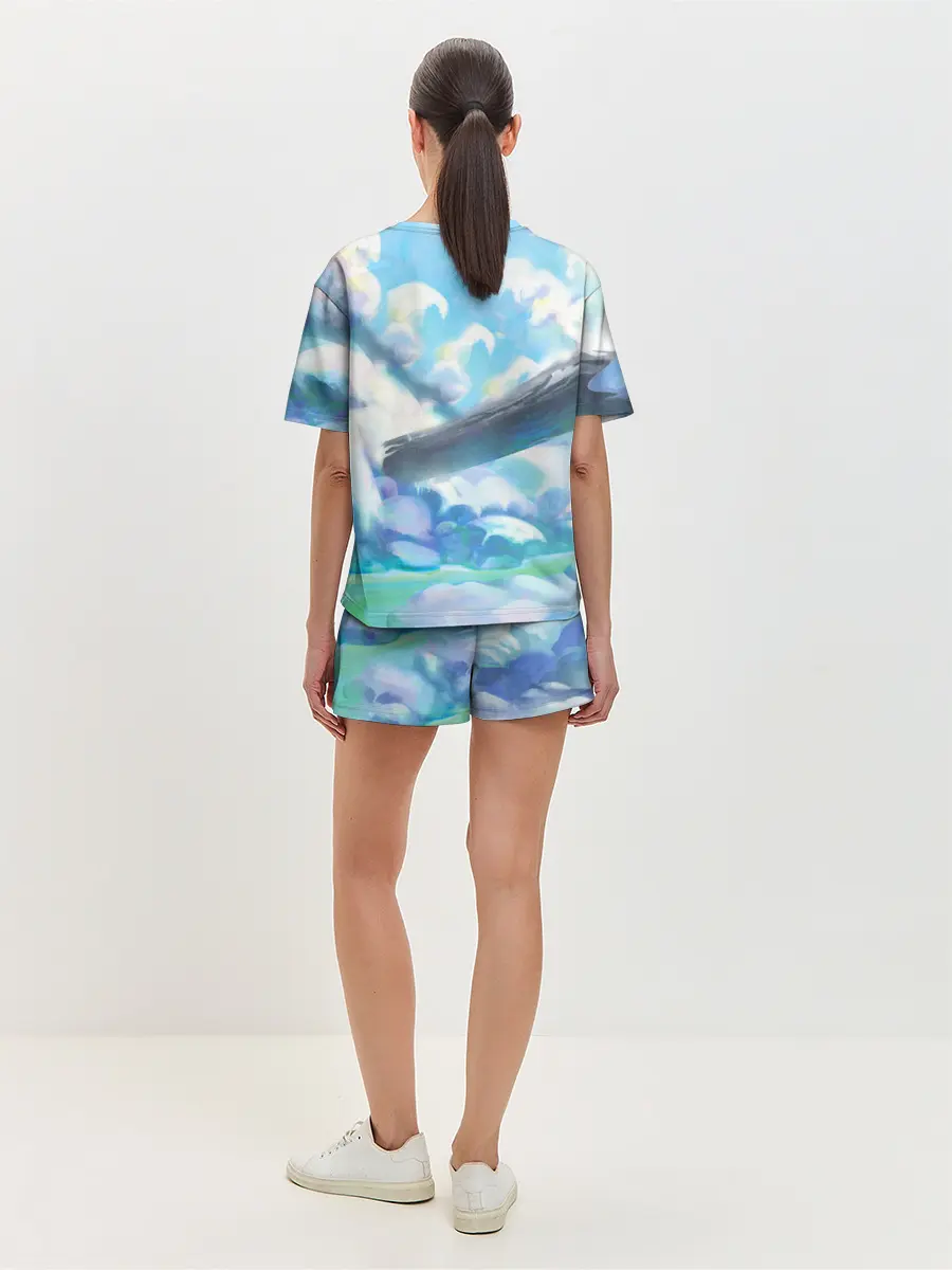 Женская пижама с шортами / Снежный котенок