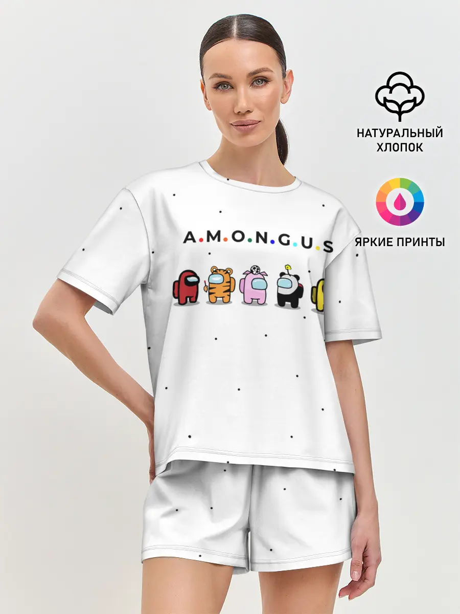 Женская пижама с шортами / Among Us | Белый Космос