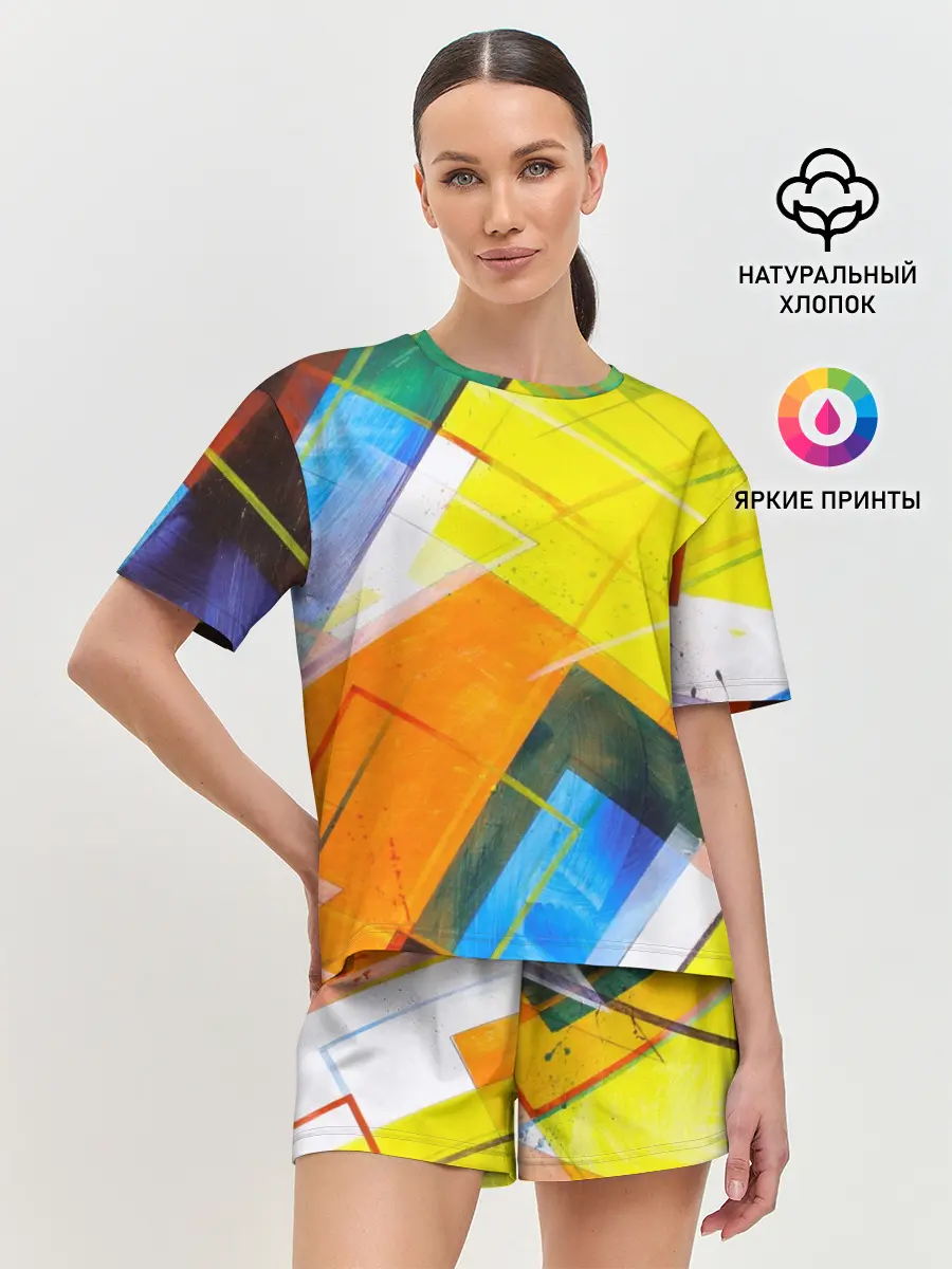 Женская пижама с шортами / Геометрический хаос