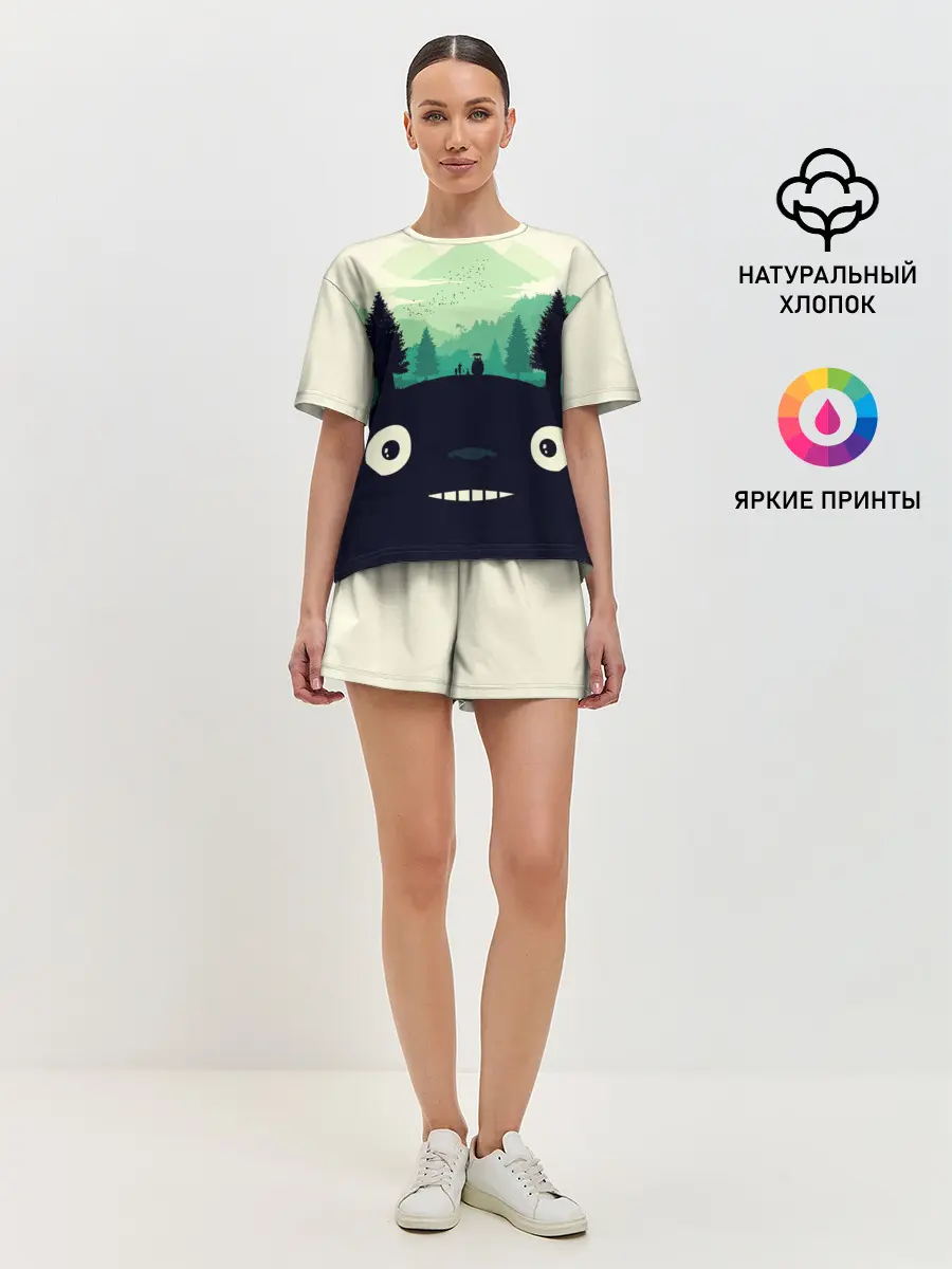 Женская пижама с шортами / Тоторо охраняет лес