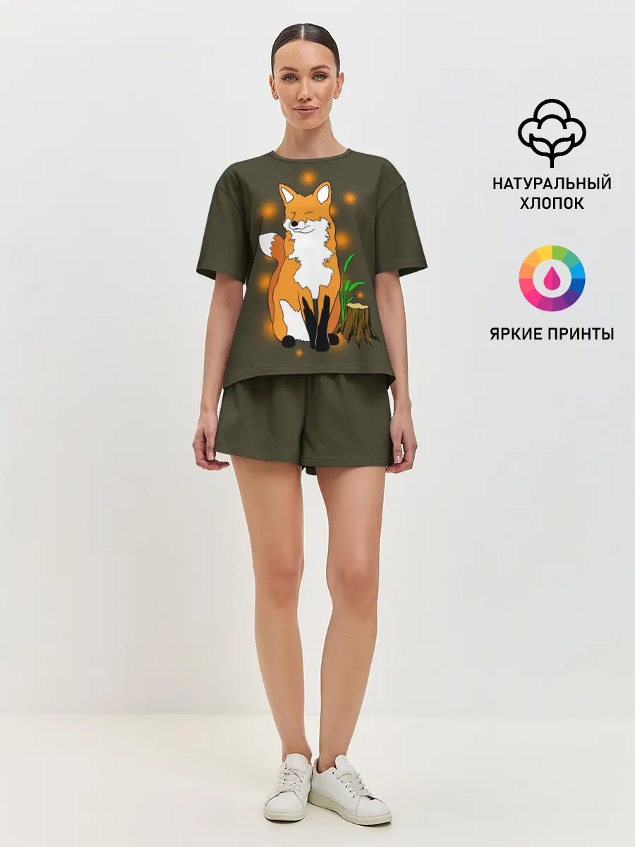 Женская пижама с шортами / Лиса в лесу