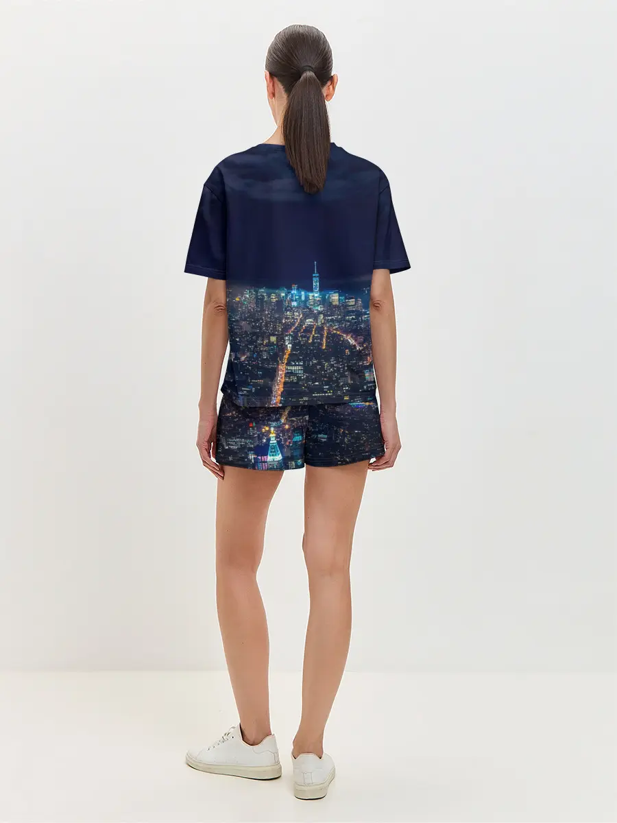 Женская пижама с шортами / Ночной город