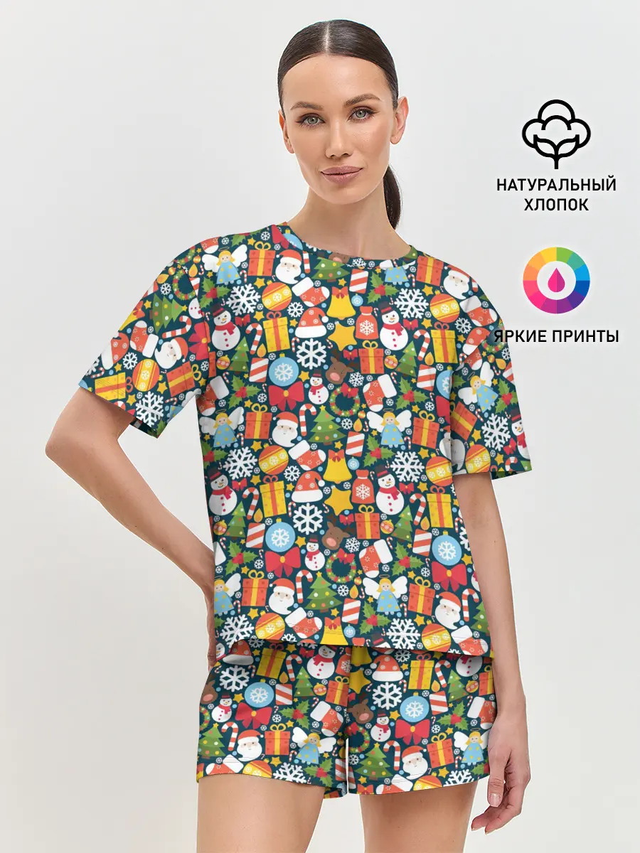 Женская пижама с шортами / Новый Год