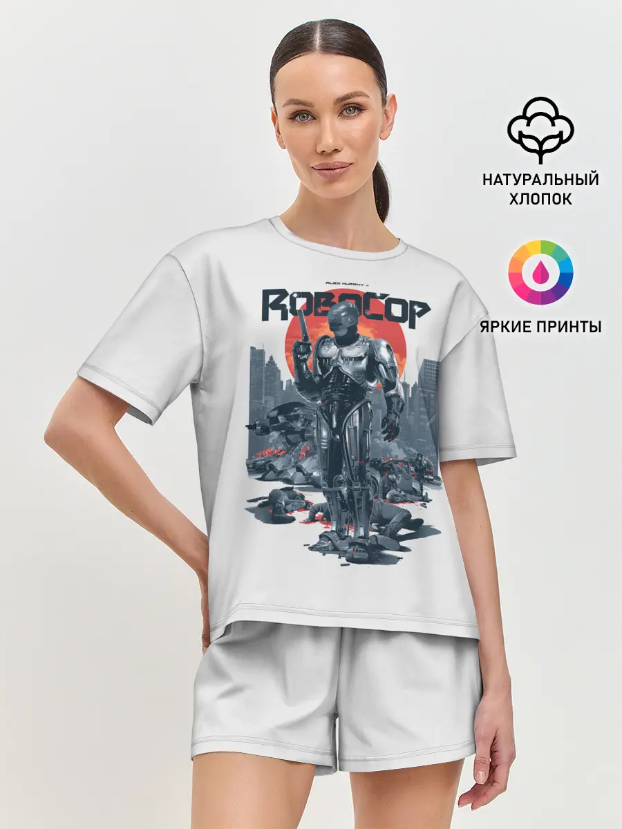 Женская пижама с шортами / Робот полицейский