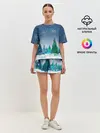 Женская пижама с шортами / Снежинки в лесу