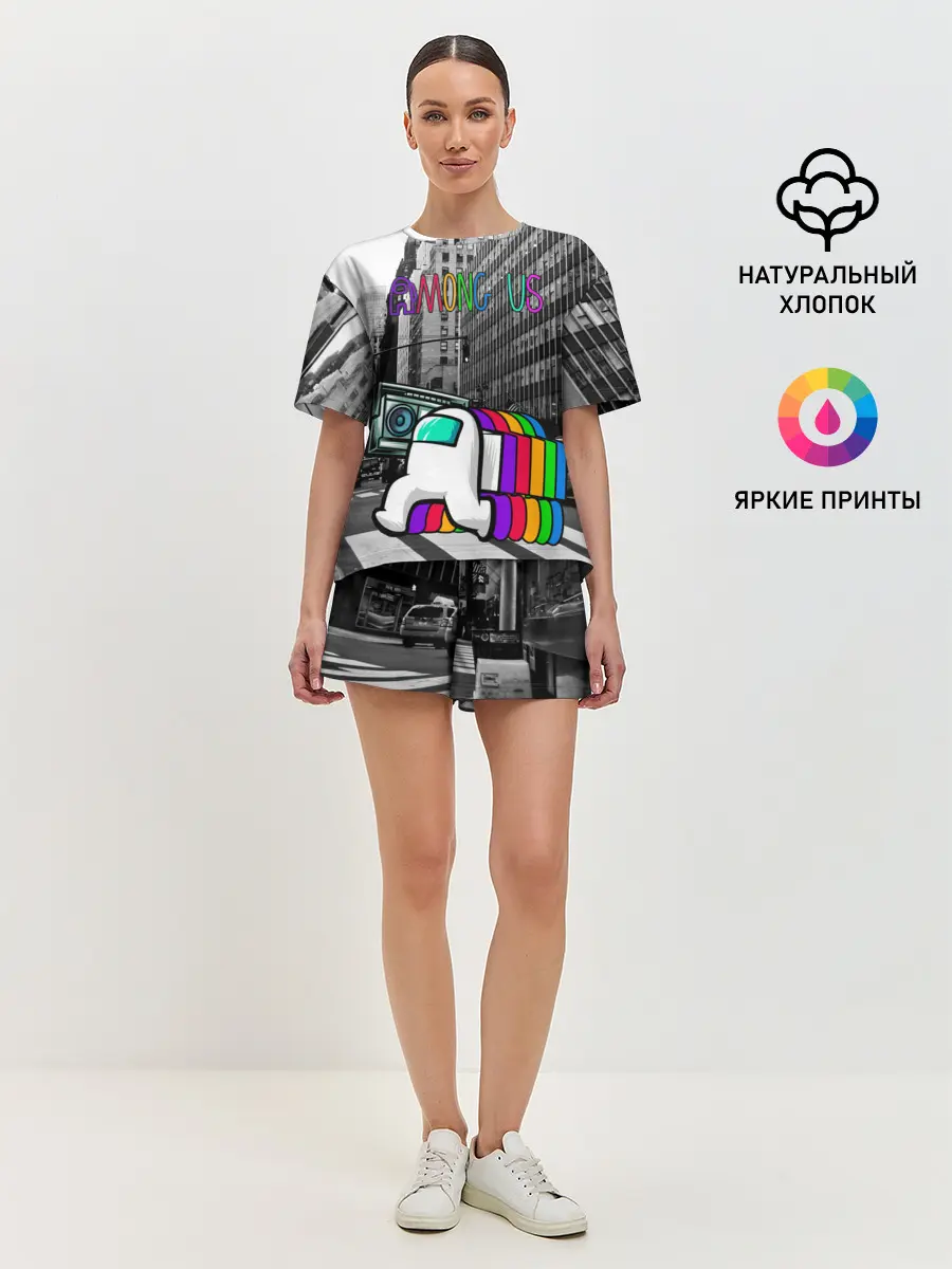 Женская пижама с шортами / Among Us по улицам Нью-Йорка