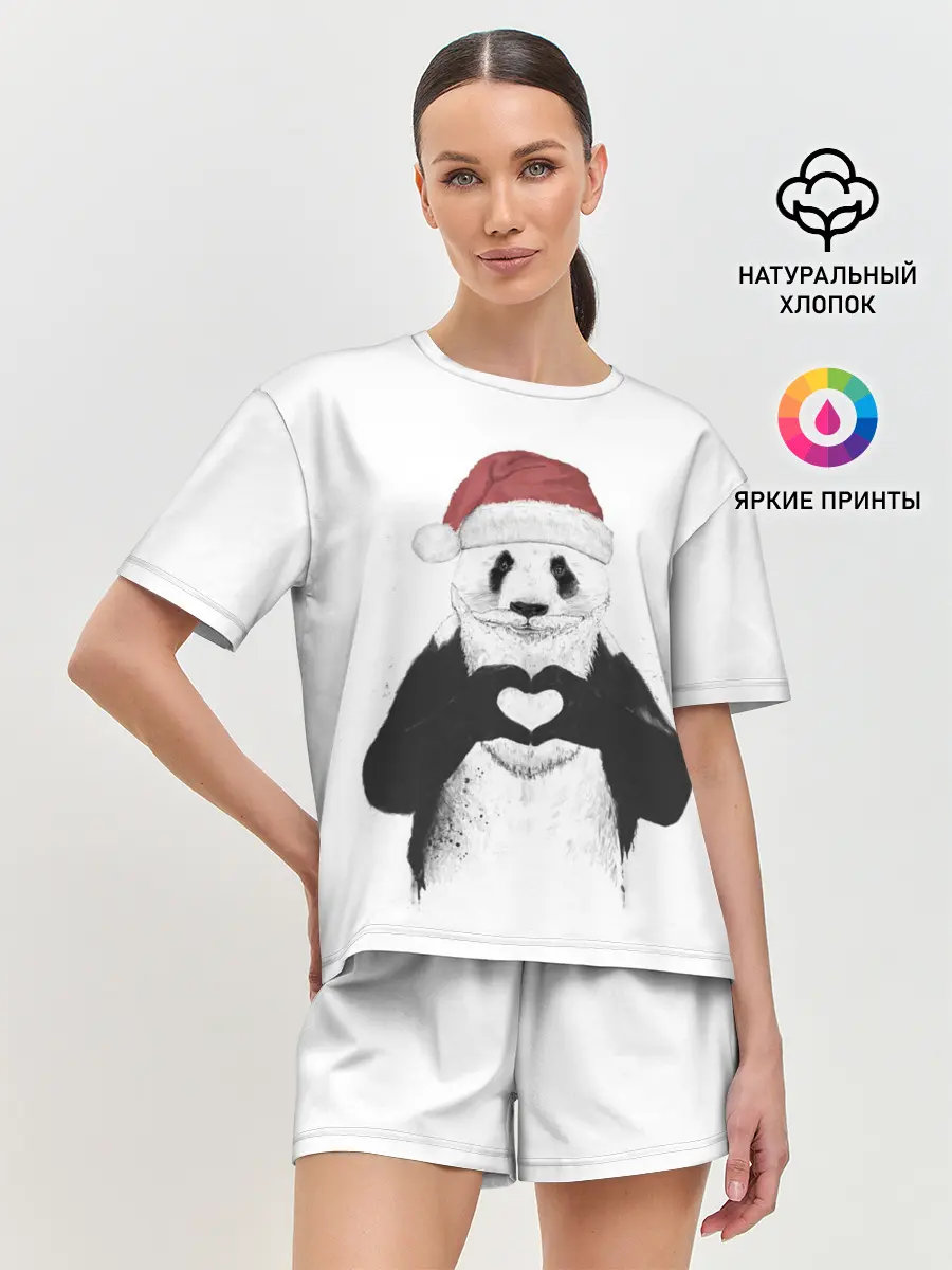 Женская пижама с шортами / Панда Клаус