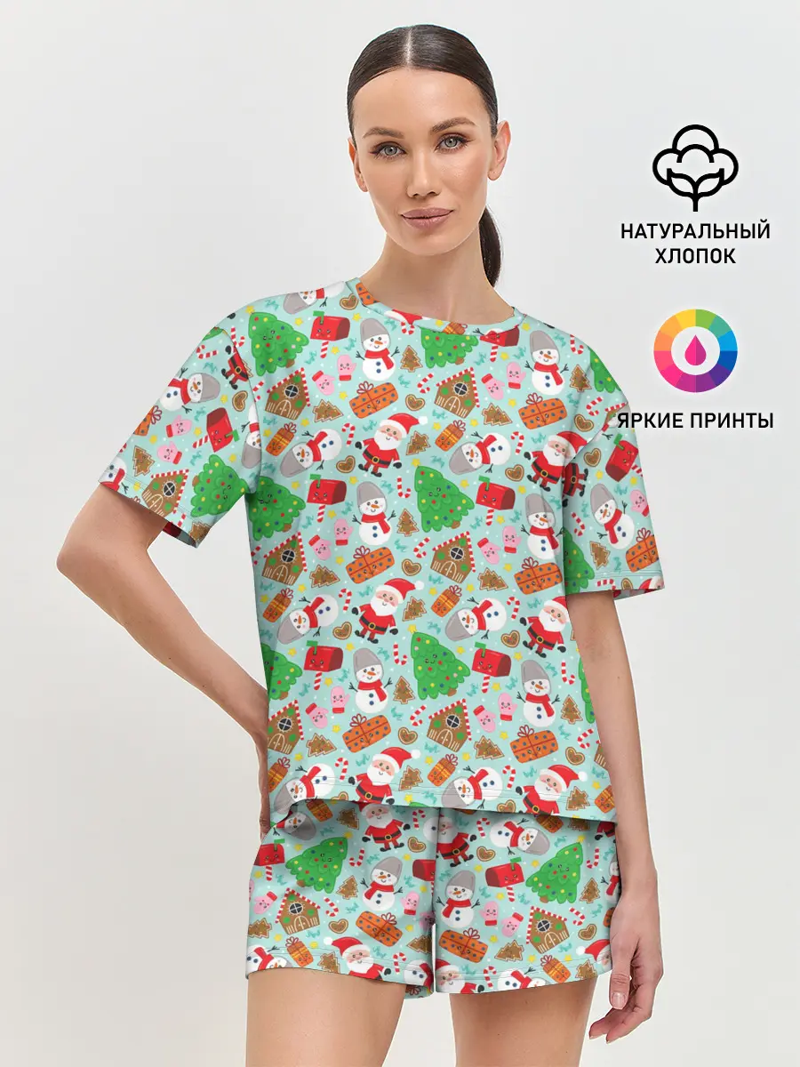 Женская пижама с шортами / Новый Год