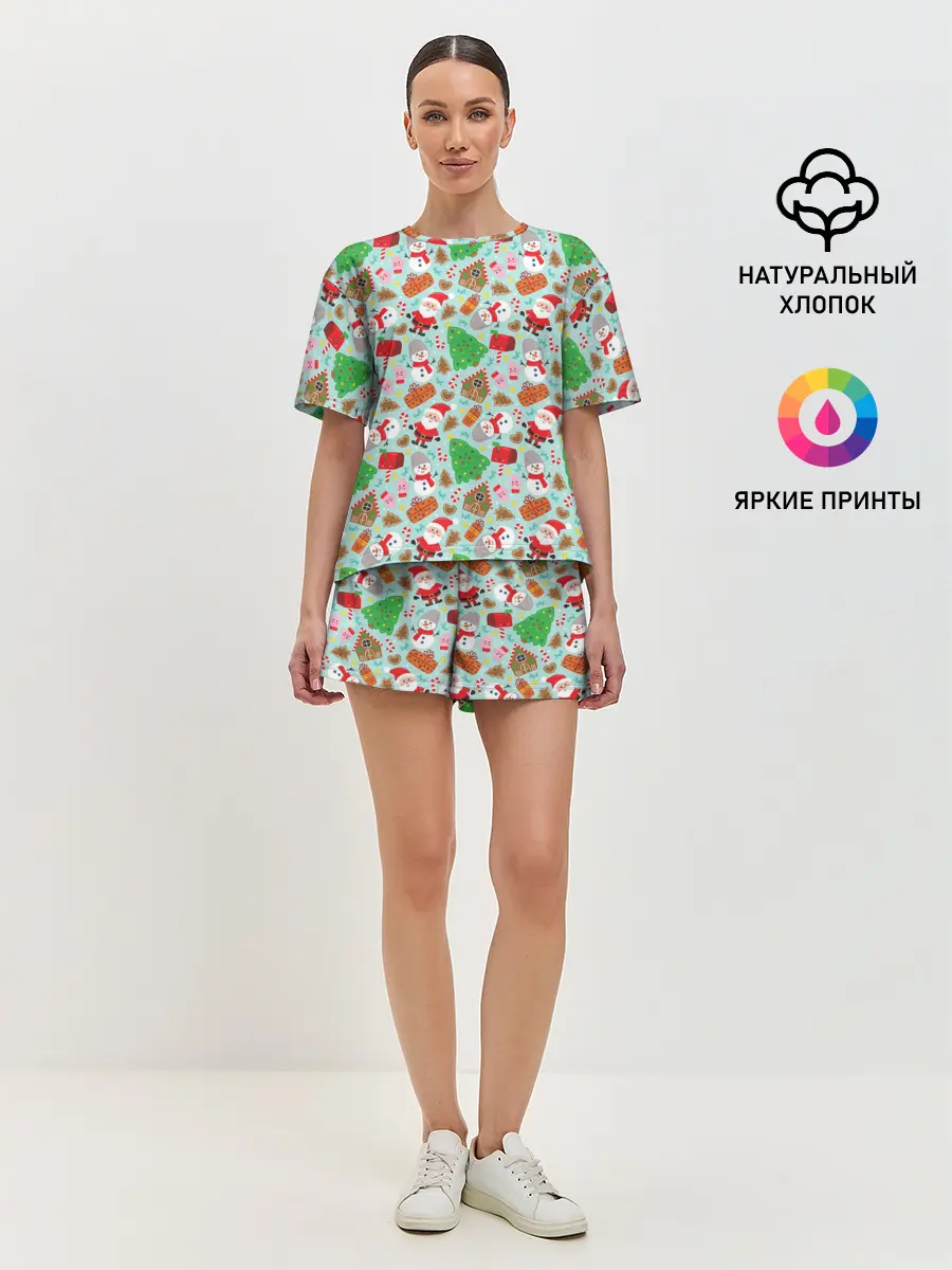 Женская пижама с шортами / Новый Год