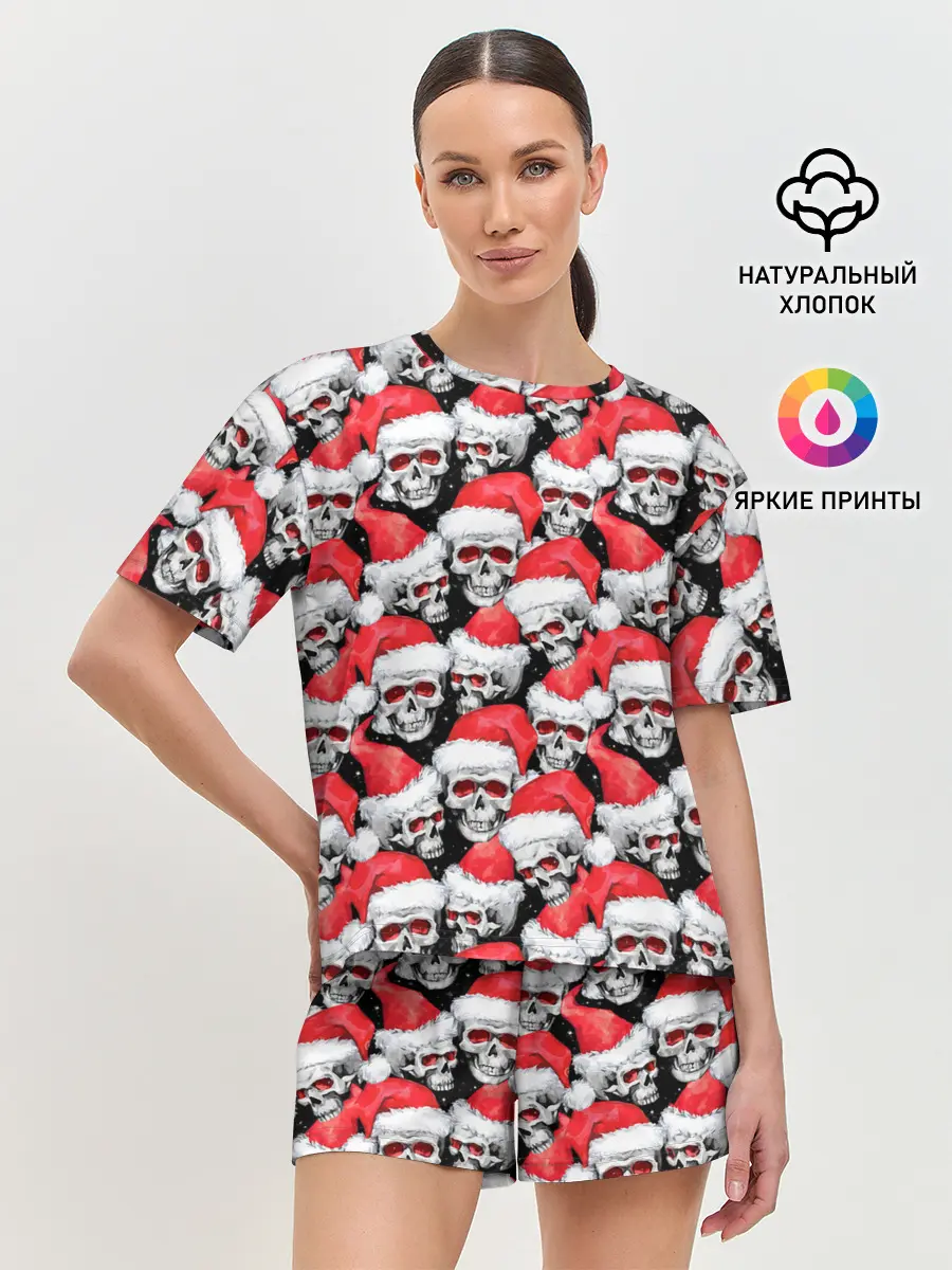 Женская пижама с шортами / Деды морозы