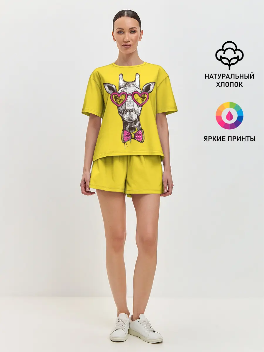 Женская пижама с шортами / Жираф