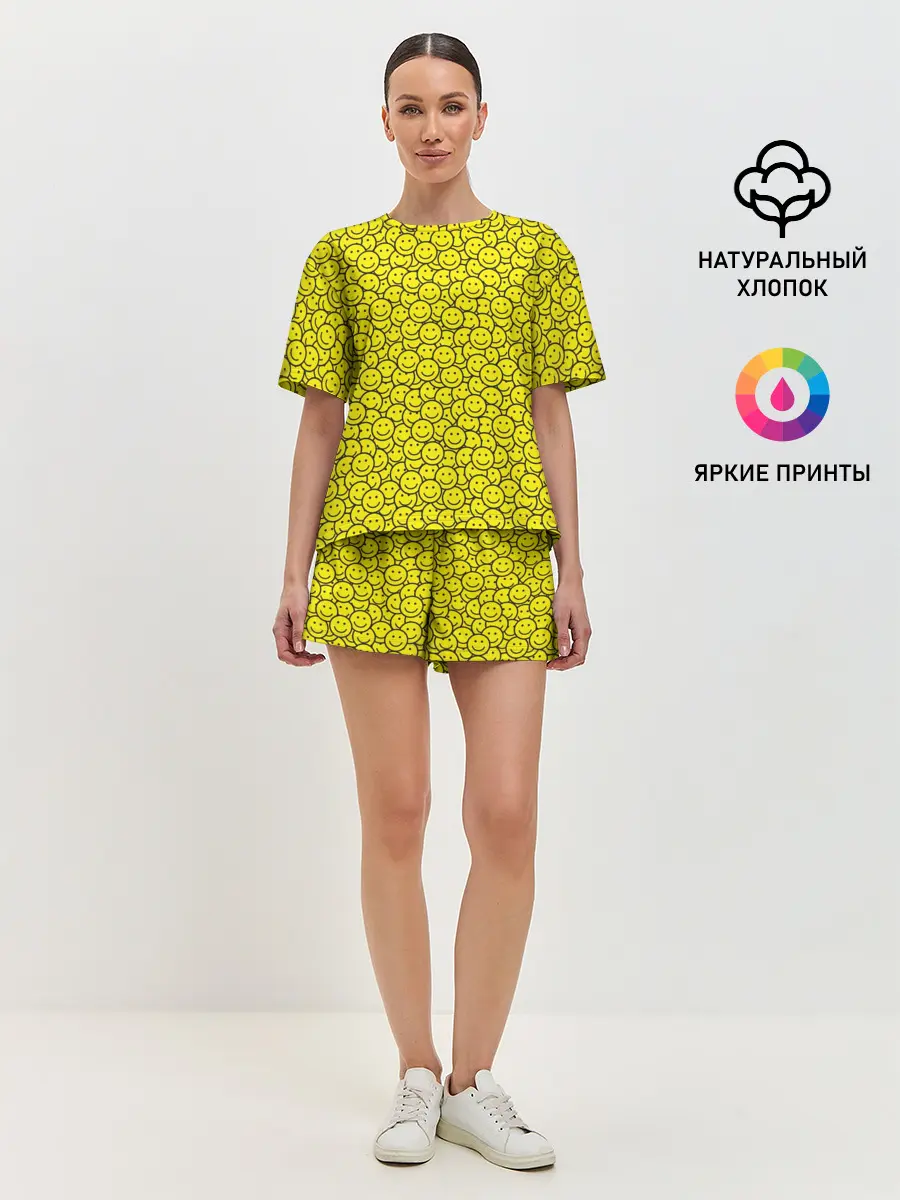 Женская пижама с шортами / Смайлики