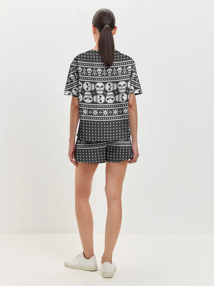 Женская пижама с шортами / Свитер с черепами