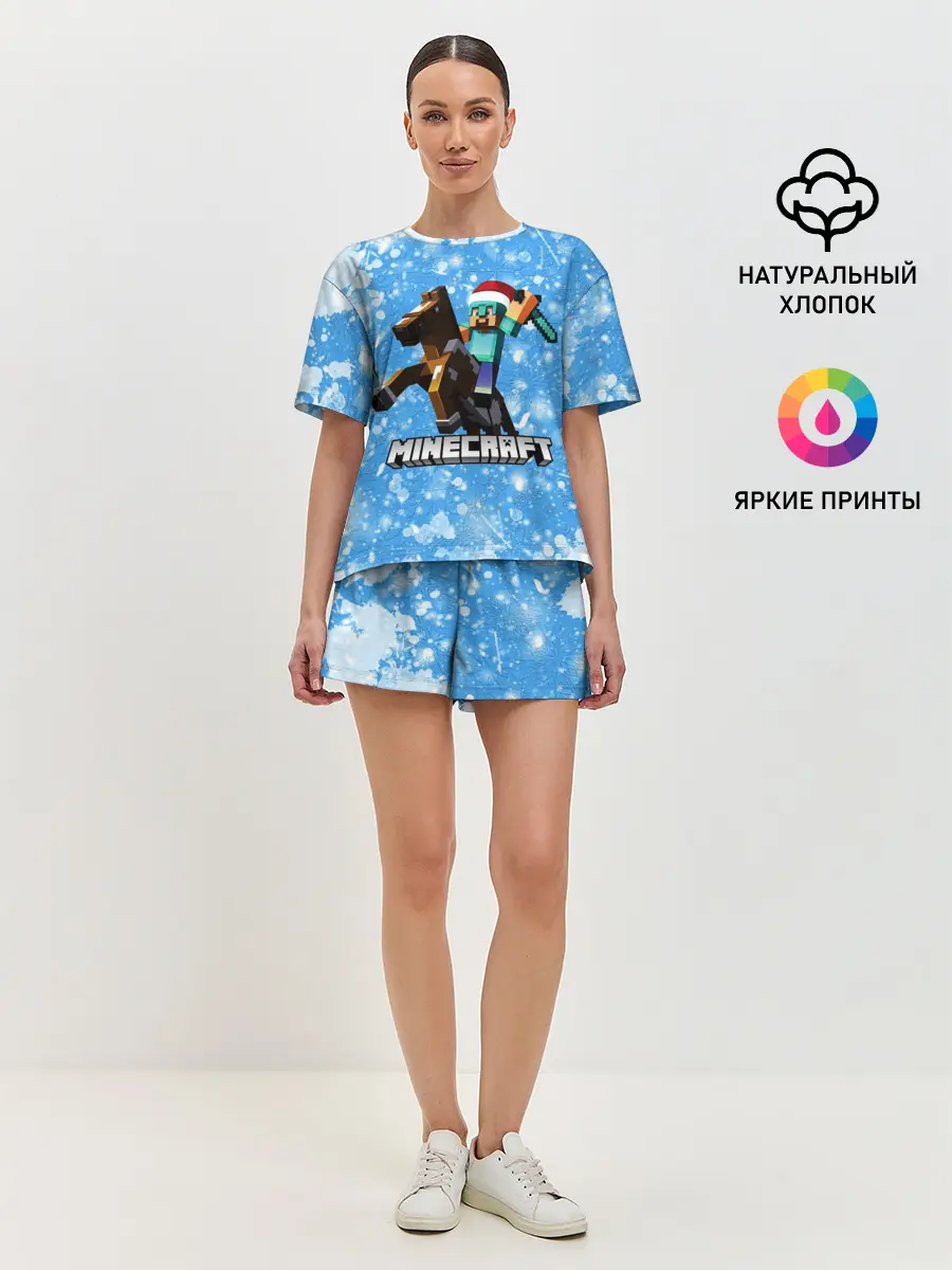 Женская пижама с шортами / Новогодний Манкрафт