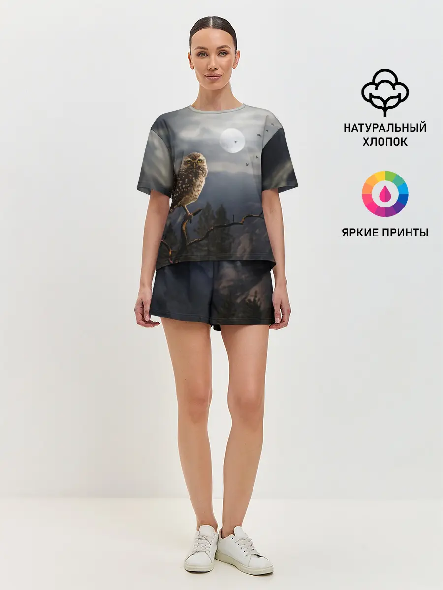 Женская пижама с шортами / Сова