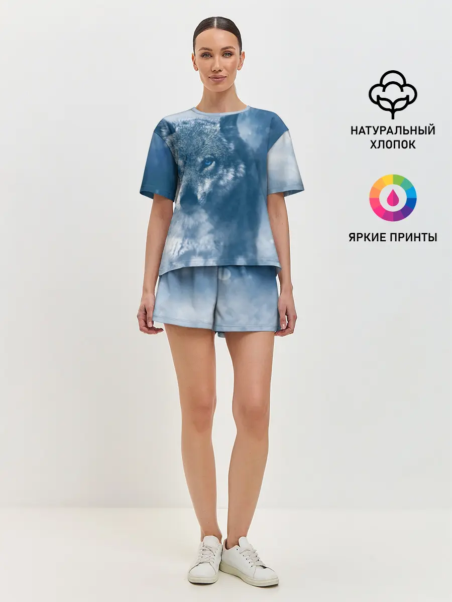 Женская пижама с шортами / Красивый волк