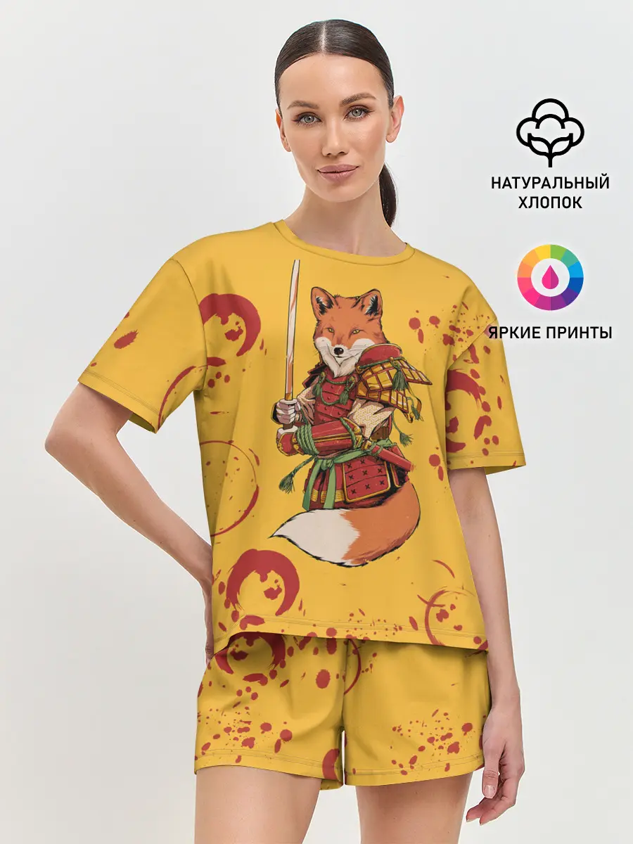 Женская пижама с шортами / Лис Самурай