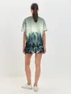 Женская пижама с шортами / акварельный лес градиент