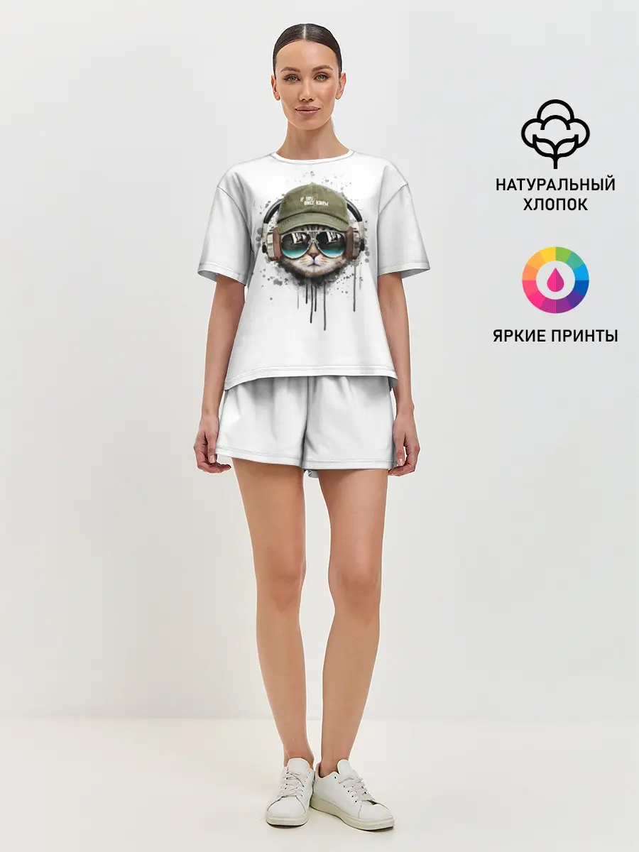 Женская пижама с шортами / Крутой кот