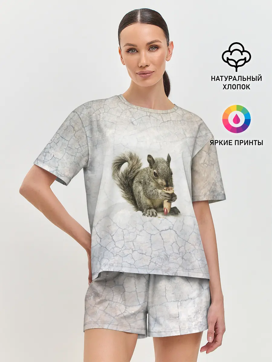 Женская пижама с шортами / Белки