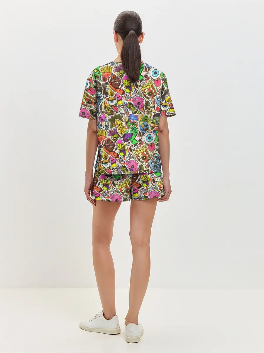 Женская пижама с шортами / Граффити монстров