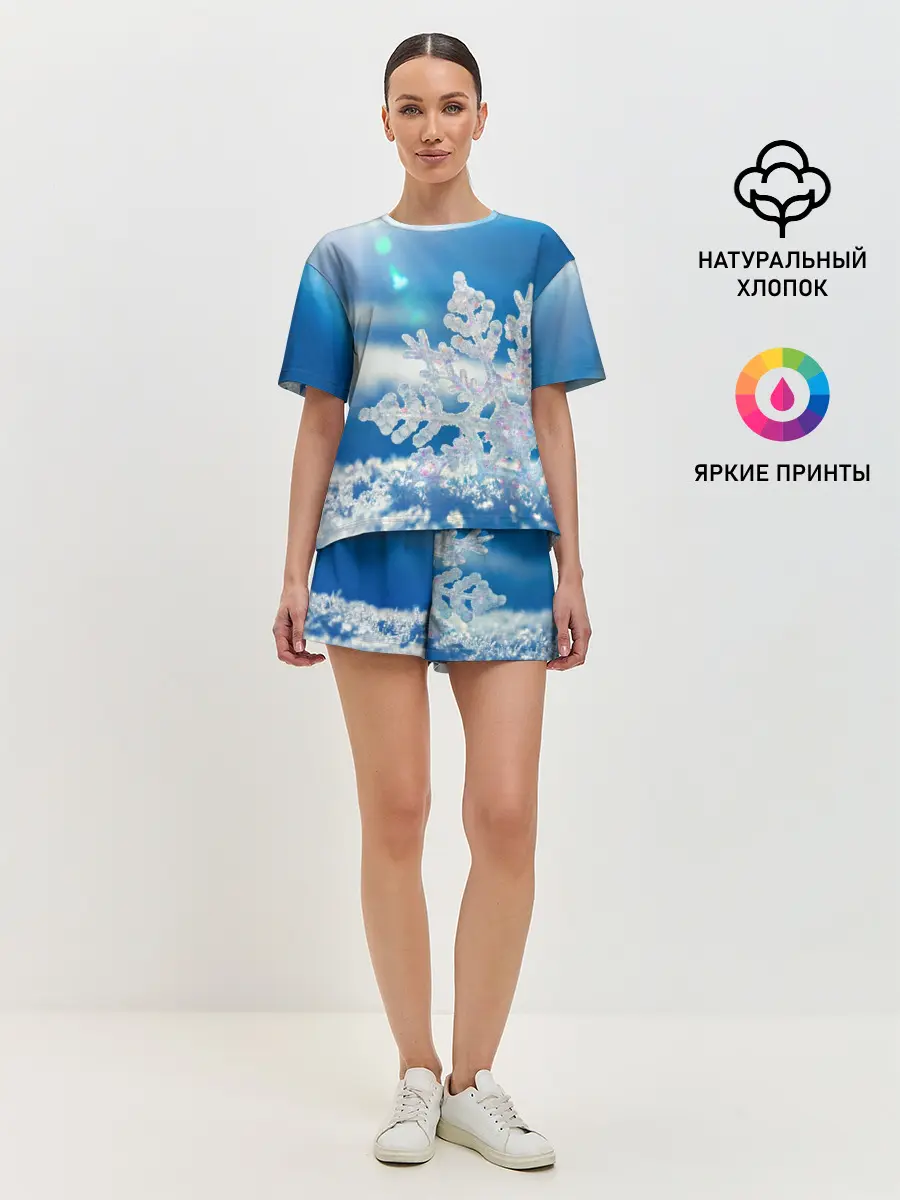 Женская пижама с шортами / Снег