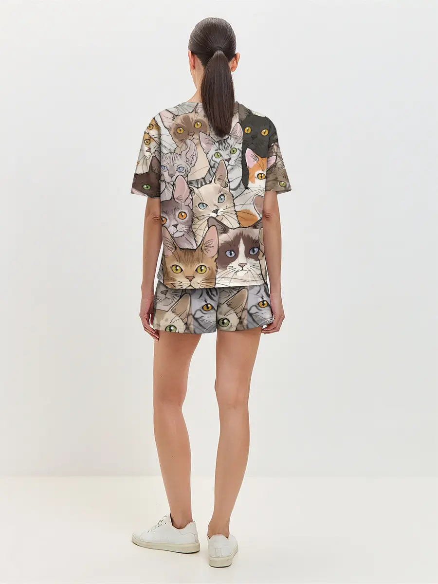 Женская пижама с шортами / Котики