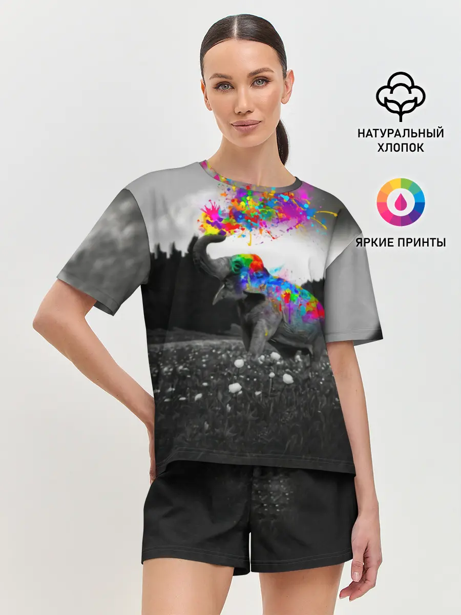 Женская пижама с шортами / Слон