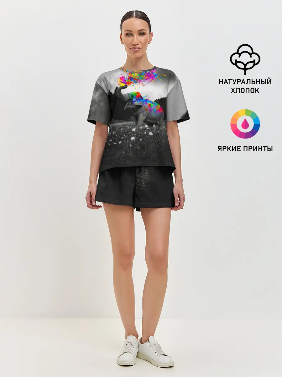 Женская пижама с шортами / Слон