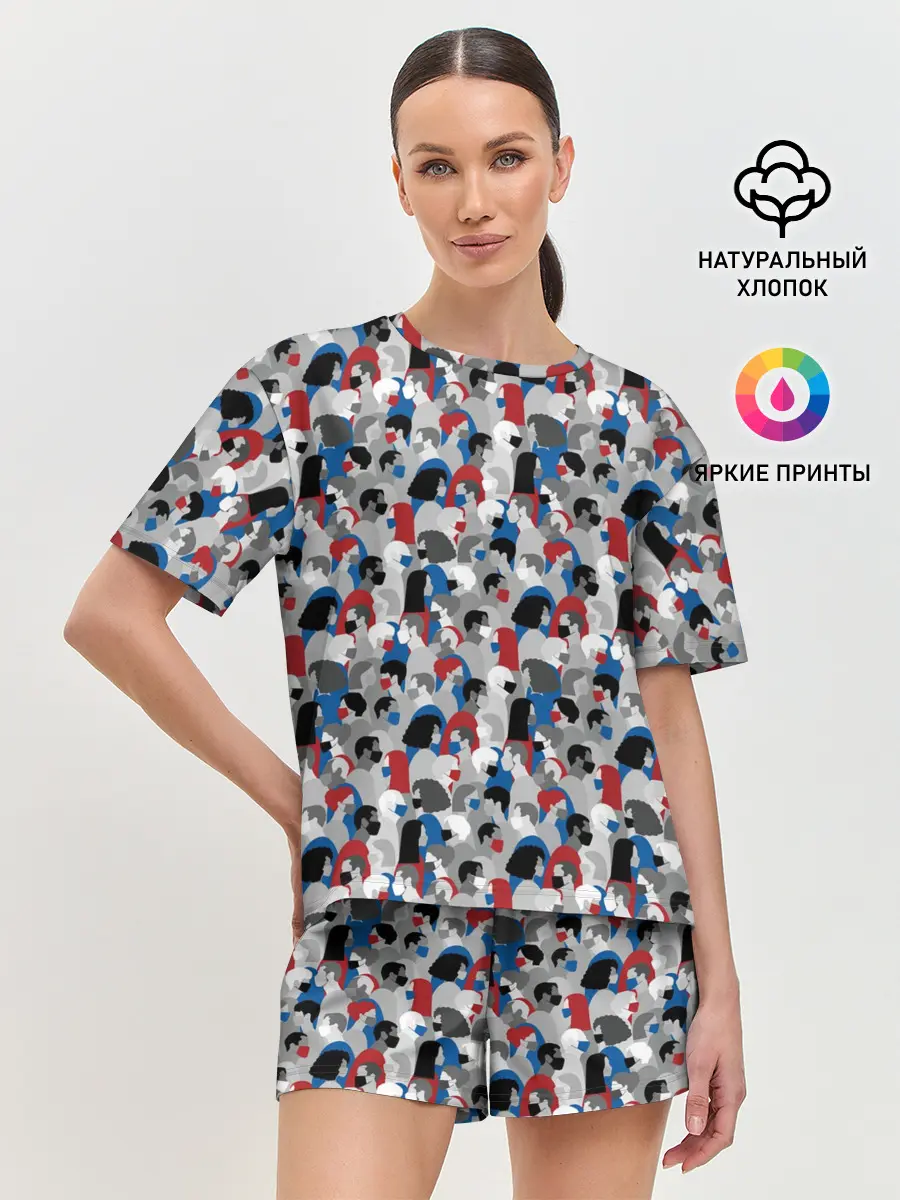 Женская пижама с шортами / Коронавирус