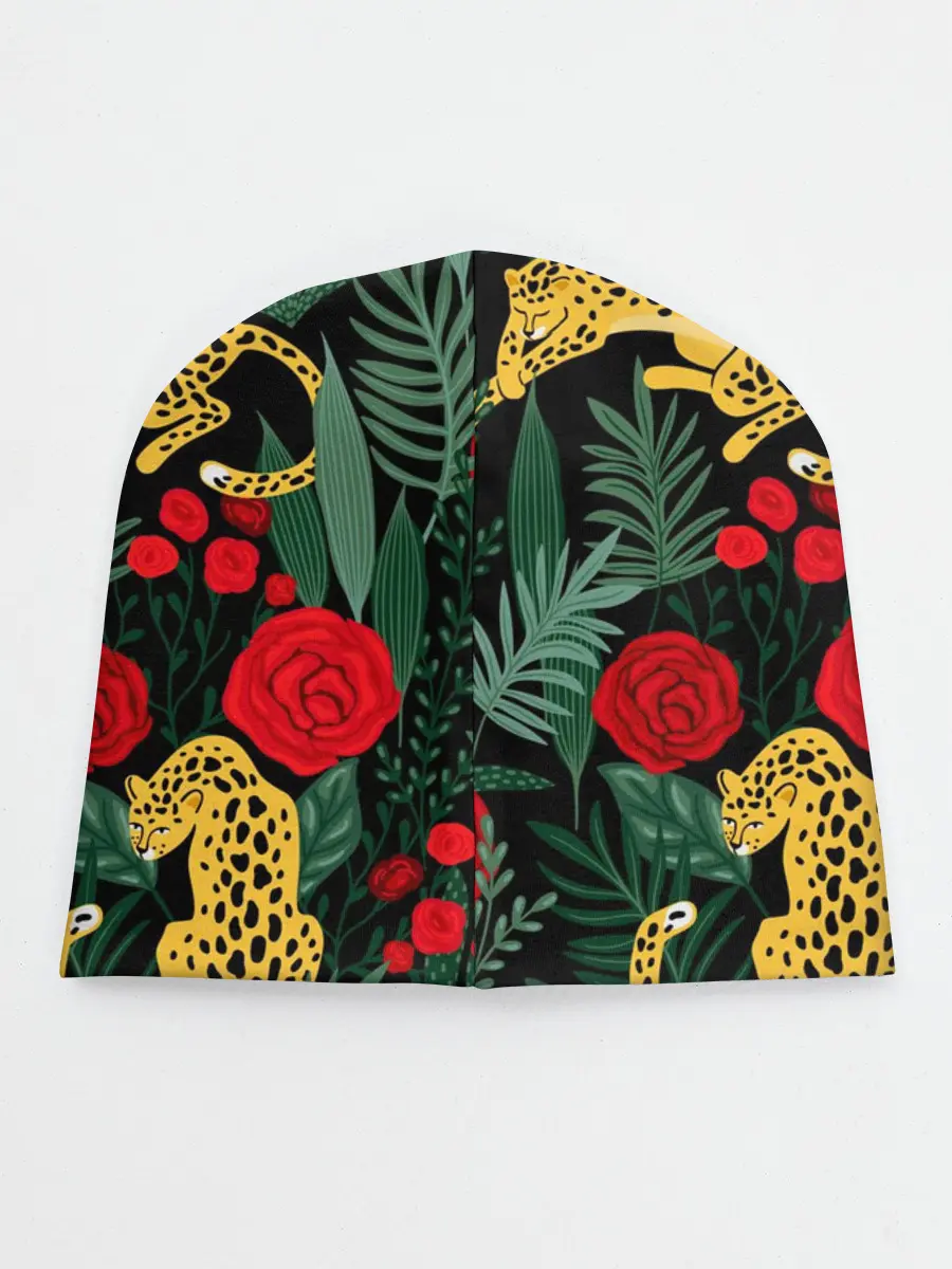 Детская шапка / Леопарды и цветы