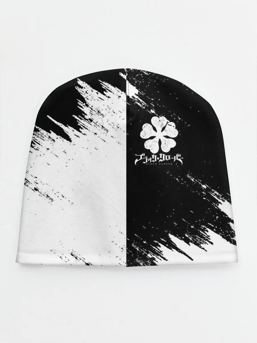 Детская шапка / Черный Клевер инверсированный фон
