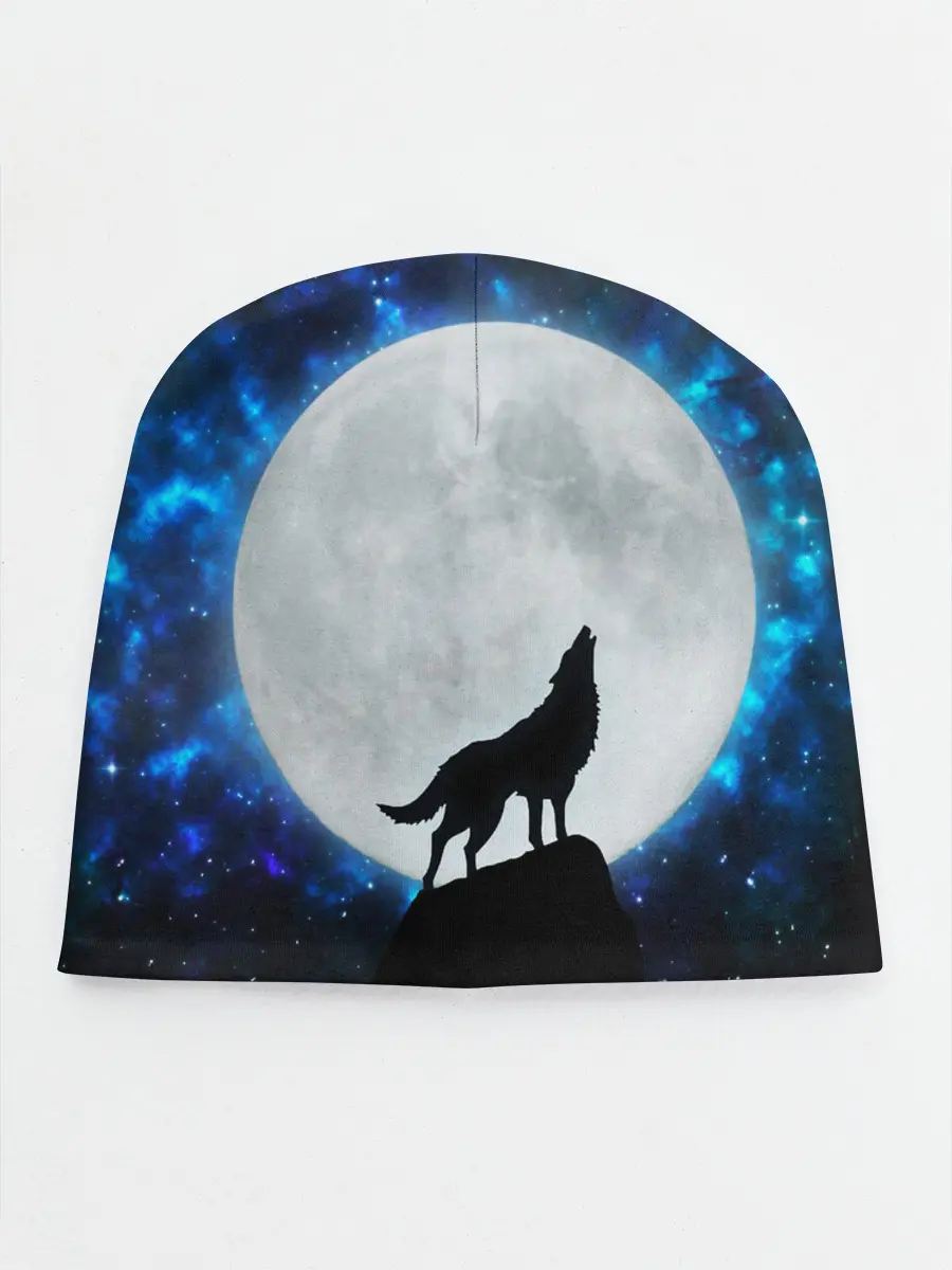 Детская шапка / Волк воющий на луну